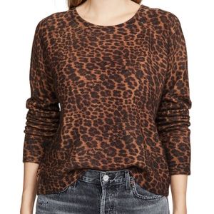 White + Warren leopard essential sweater